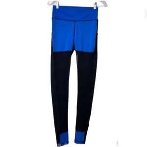 POP Fit Mesh Leggings High Waist Workout Blue Black Women's Medium M